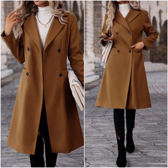 Classic Double Breasted Button up Jacket Coat - Picture 4 of 8